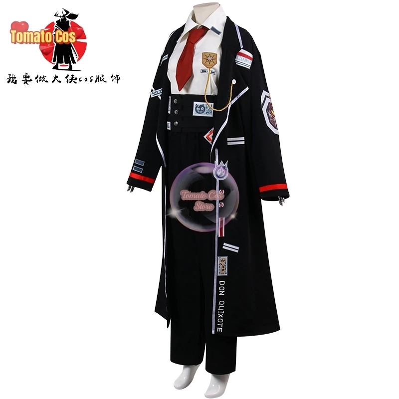 Game Limbus Company Uniform Don Quixote Cosplay Costume Black Uniform Top Pants Coat Prop Halloween Carnival Party Disguise Suit