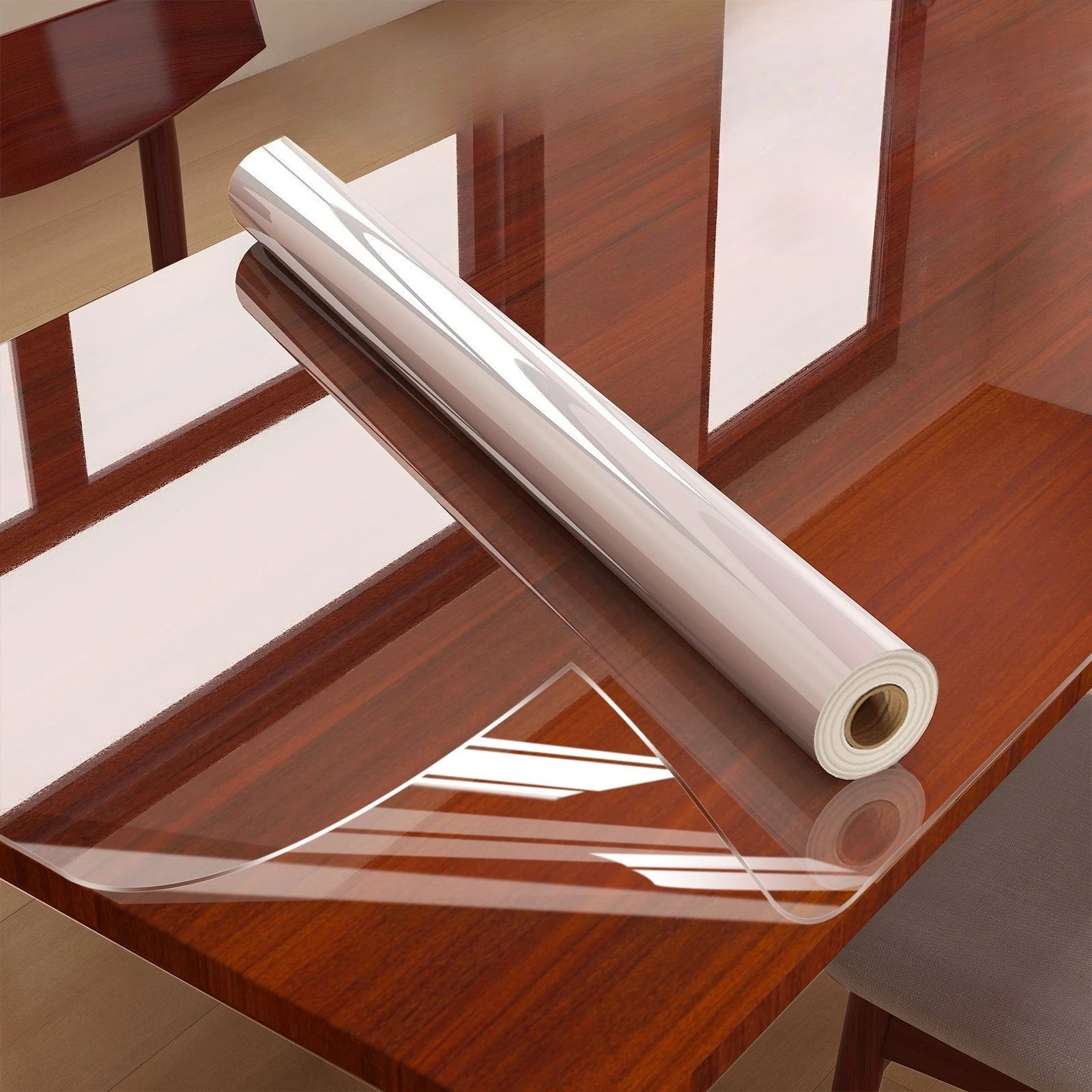 Transparent PVC Desktop Protective Film Soft Glass Tablecloth Waterproof Oil Resistant Table Mat Scratch Resistant Dining Cover