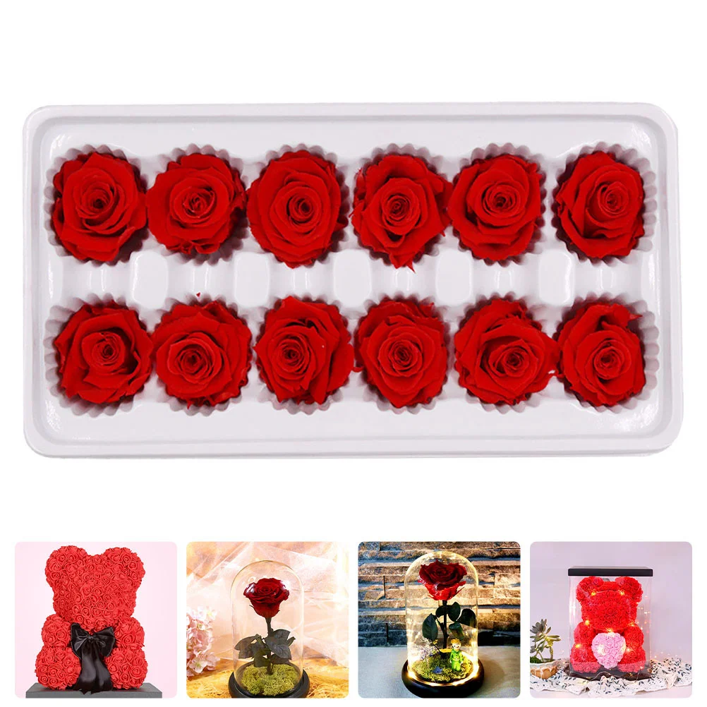 

12 Pcs/Box Preserved Flower Rose Bouquet Valentines Gift Log Christmas Immortal for Wedding Mother Fish Tank Ornament Unique