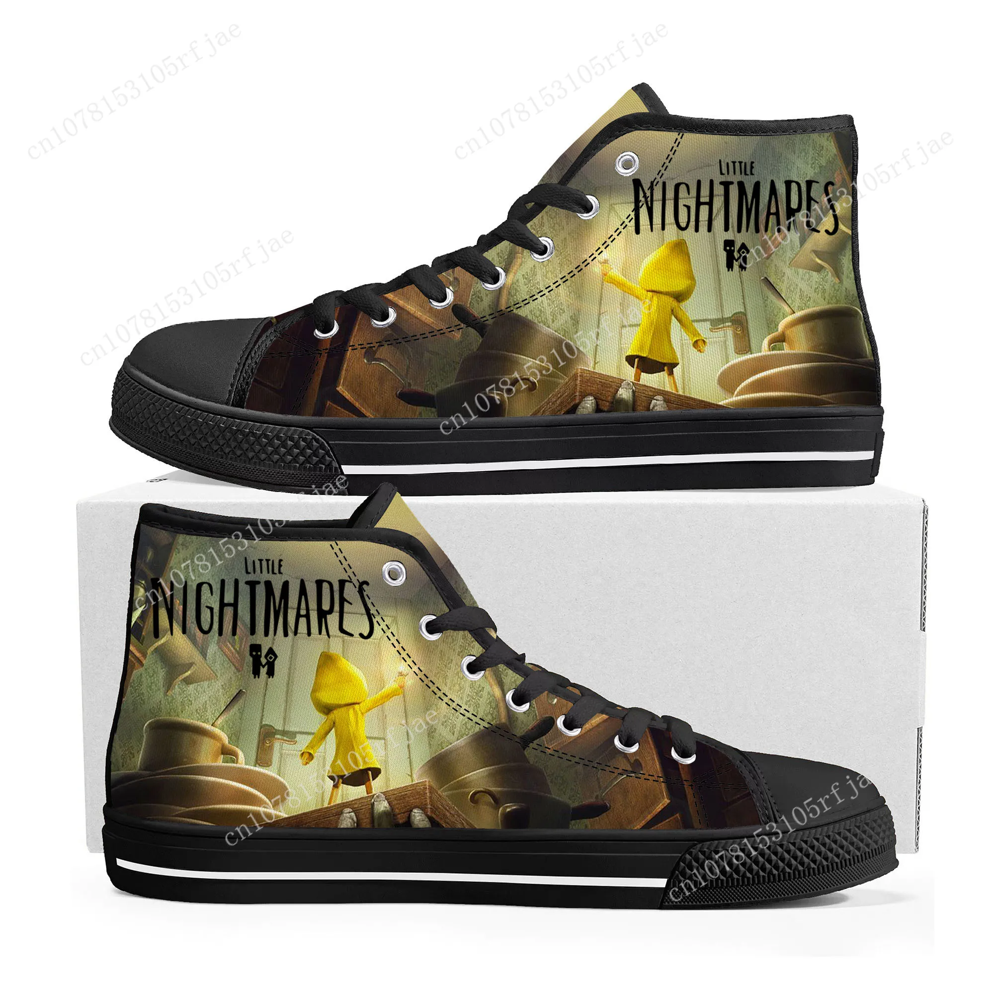 Game Little Nightmares High Top Sneakers Mens Womens Teenager High Quality Canvas Sneaker Game Custom Built Couple Shoes