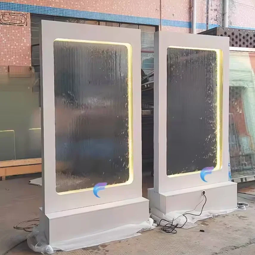 Factory directly sale mirror glass waterfall with warm white led light partition for wedding partition 5