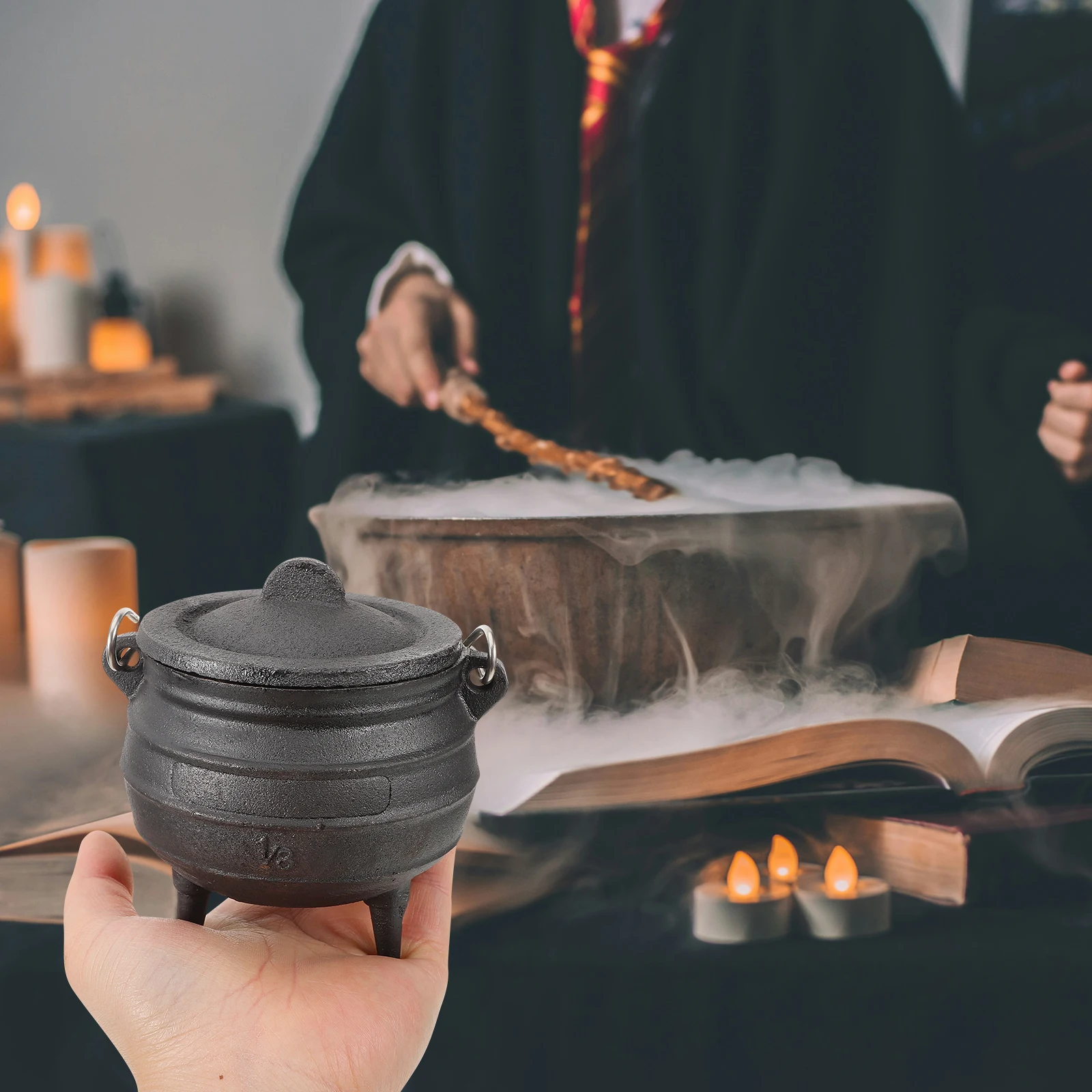 

Iron Witch Pot Halloween Sacrificial Religious Prop Style Desktop Ornament Metal Craft For Themed