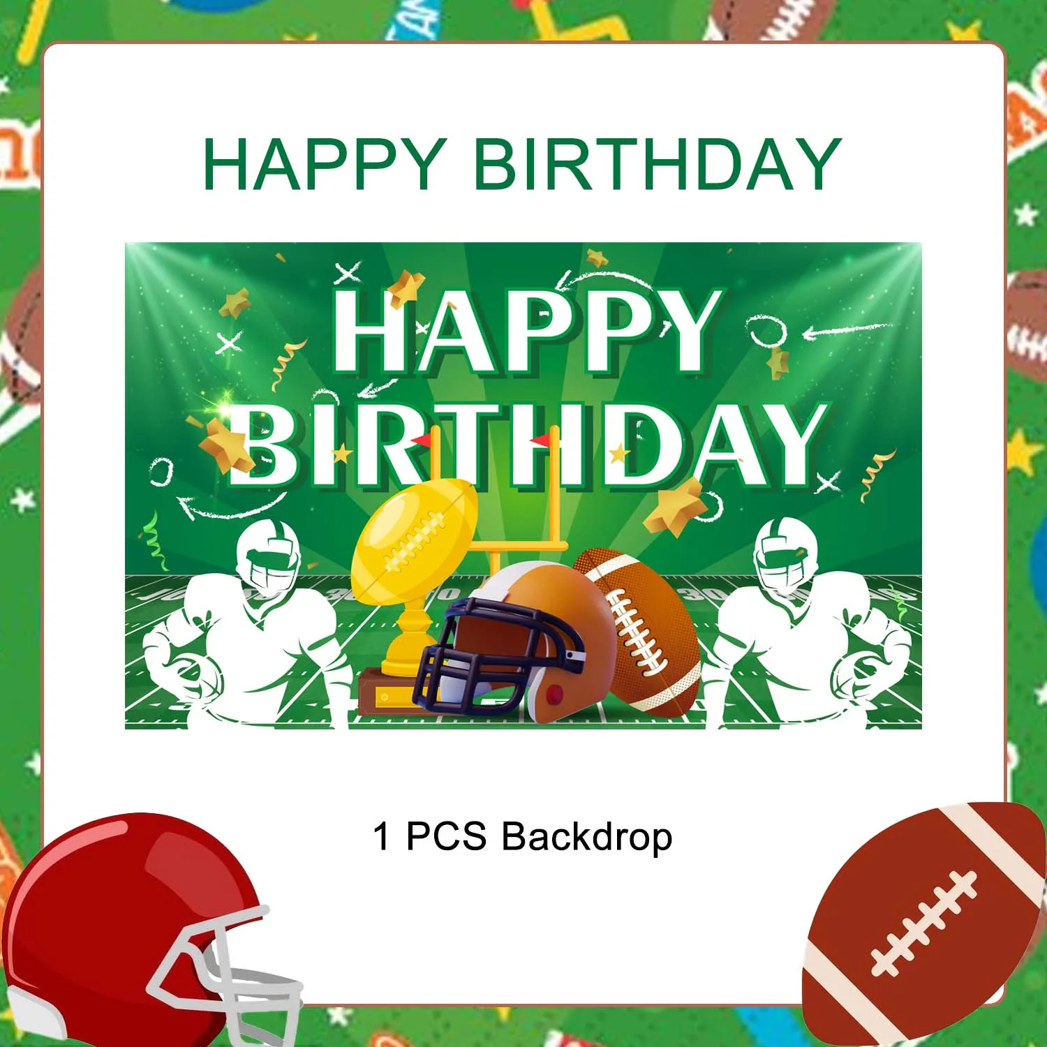 Football Party Backdrop,71x43'' Football Birthday Party Background, Happy Birthday Football Backdrop&Football Birthday Backdrop