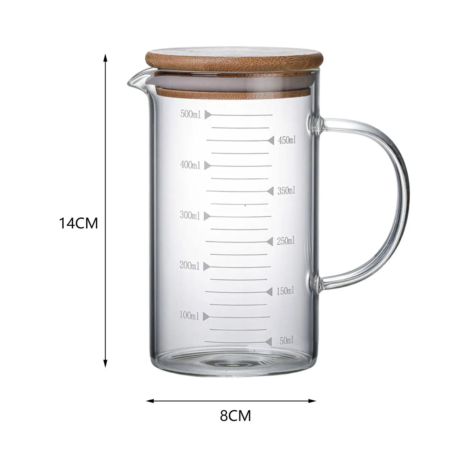 قياس إبريق المشروبات الباردة الساخنة حاويات واضحة إبريق الماء مع مقياس لشاي القهوة عصير الليمون المياه هووسورمينغ الهدايا #6