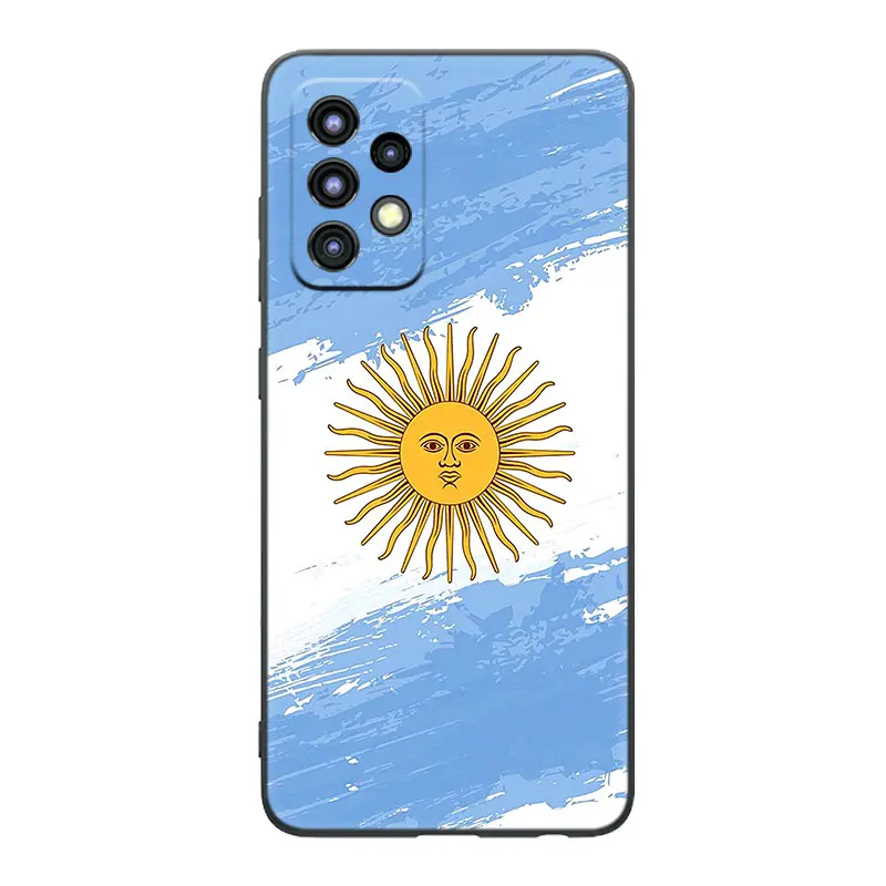 Argentina Flag Black Case For Samsung Galaxy A04S A04E A12 A13 A14 A22 A23 A32 A33 A34 A50 A51 A52S A53 A54 A70 A71 A72 A73 5G