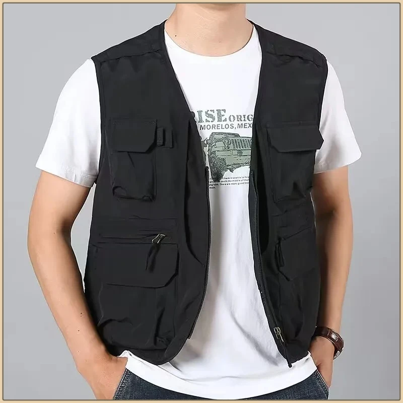 

6XL Summer New Outdoor Vest Men Utility Tactical Multi-pocket Vest Techwear Outdoor Hiking Fishing Photography Safari Cargo Vest