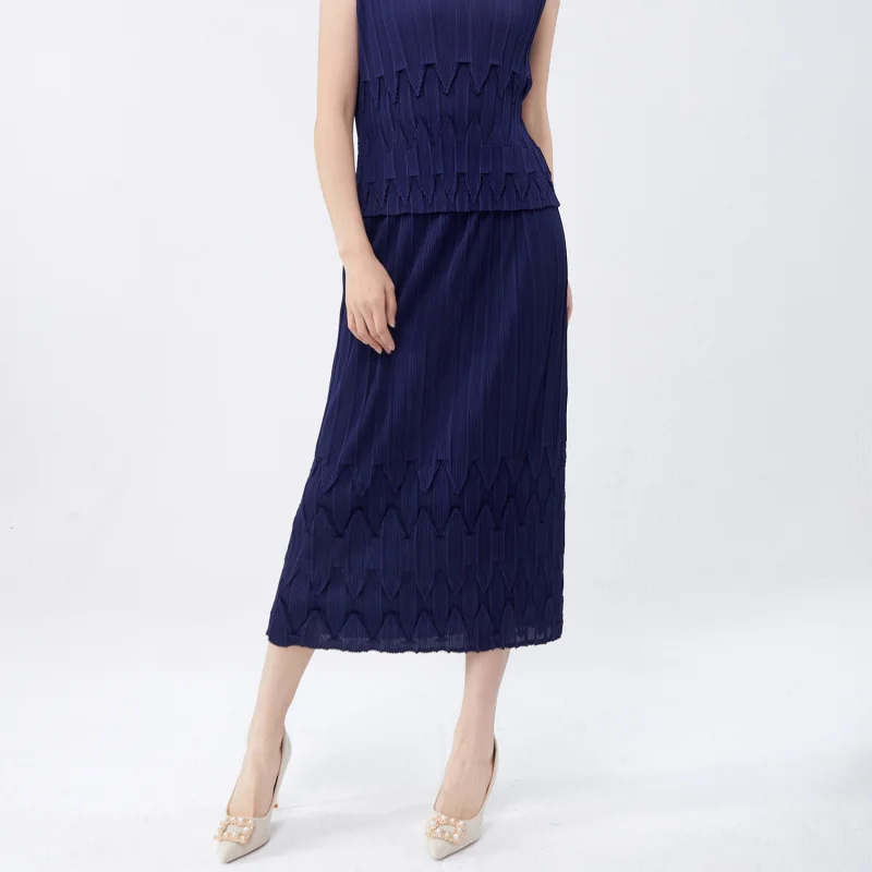 

Новая универсальная юбка средней длины с эластичной резинкой на талии, свободная темпераментная юбка со складками и обернутой бедрами [25211zsj-24BQ1084C]