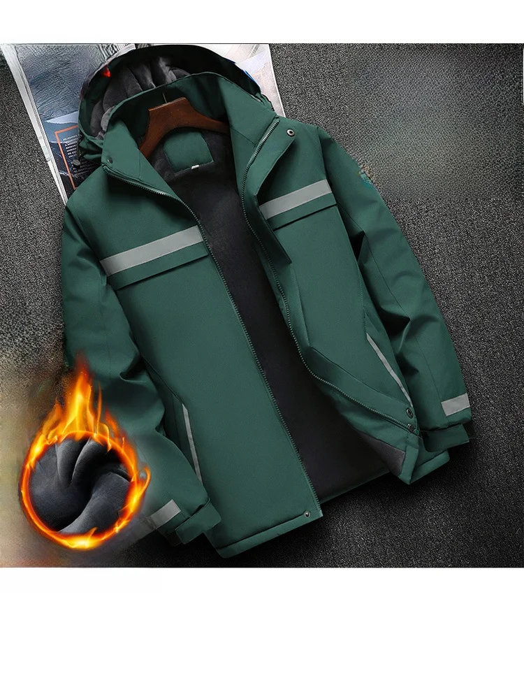 

Men's Winter Outdoor Thermal Thickened Fleece Lined Jacket Windbreaker Cotton Workwear Standard Fit Long Sleeve Business Casual