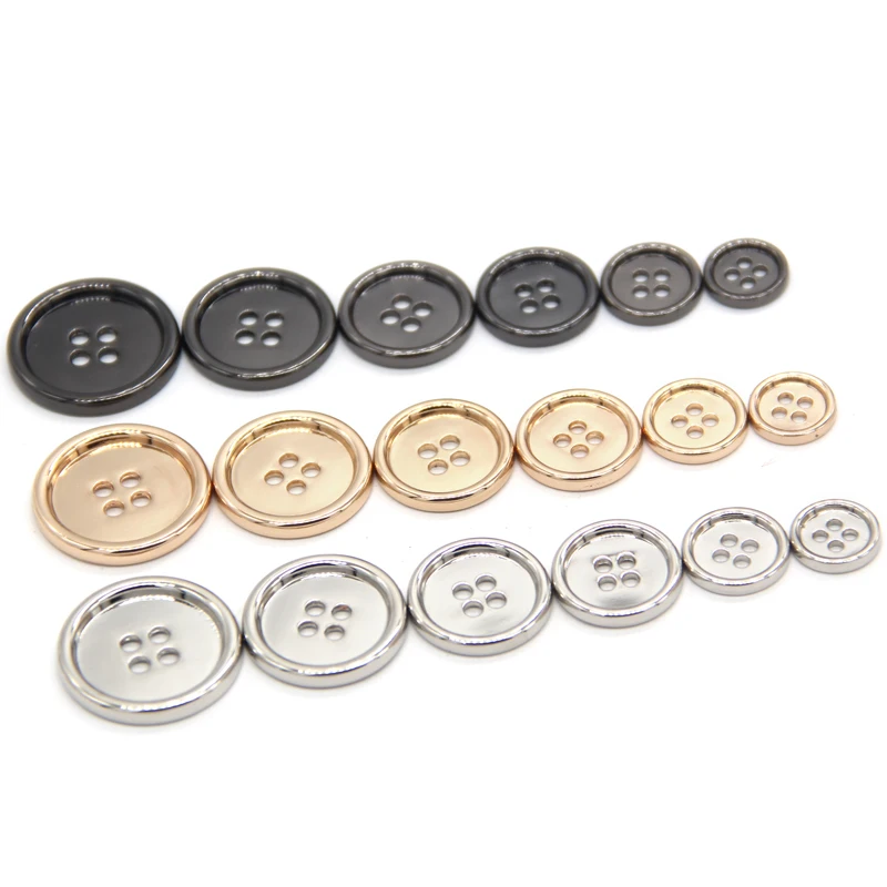 HENGC 4 Holes Light Metal Buttons For Clothing Coat Suit Jacket Knit Bags High Quality Handmade Decorations Sewing Accessories