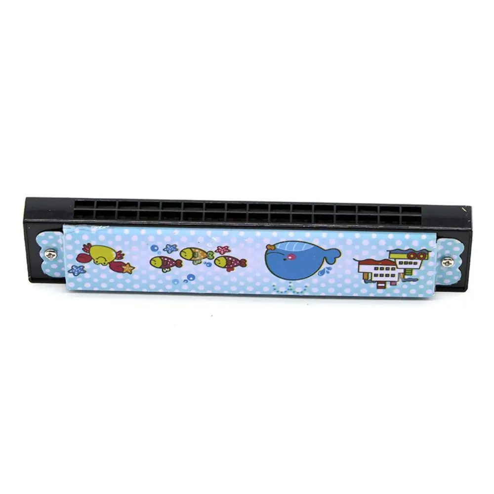 

Wind Instrument Metal Painted Harmonica Educational Montessori 16 Holes Harmonica 16 Holes Cartoon Pattern Mouth Organ Kids Toy