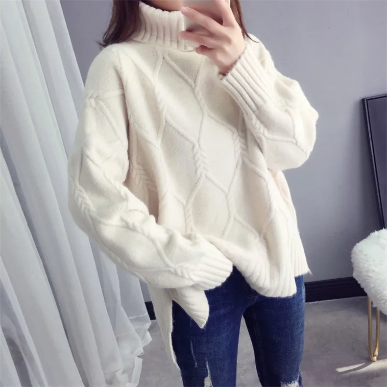 Thicken Warm High Collar Sweater For Women Pullovers Casual Autumn Winter Pull Femme Loose Bottoming Tops Knitwears Clothes