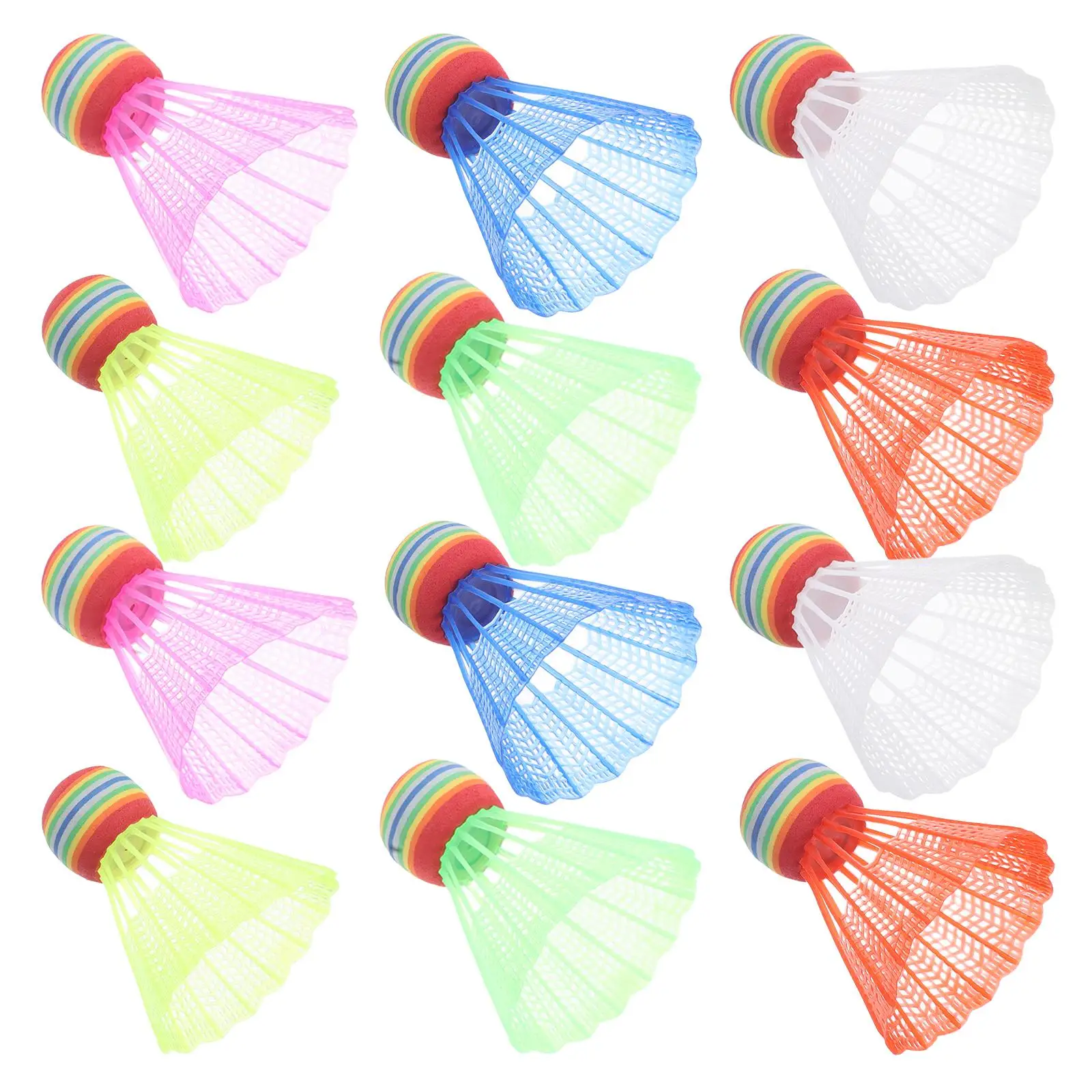 12 Pcs Nylon Ball Color Big Head Badminton Child Indoor Colored Shuttlecock Foam Shuttlecocks