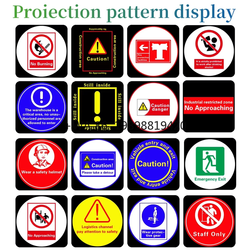 Luzes de projeção de segurança industrial, luzes de publicidade para área de trabalho, sinais, guindaste, empilhadeira, padrões de solo para logotipo de projetor