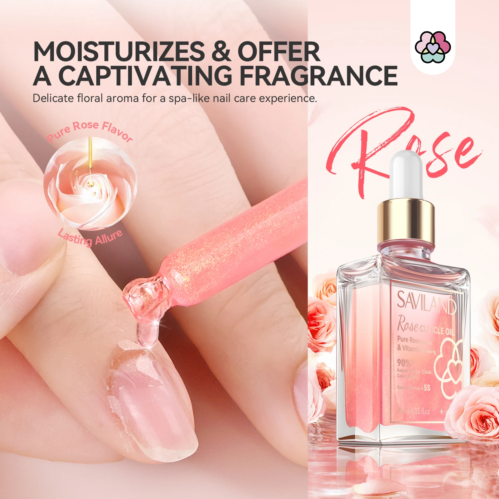 زيت مقوي لنمو الأظافر من سافيلاند 40 مل زيت فيتامين E للبشرة مع ثمر الورد جوجوبا لإصلاح الأظافر التالفة الضعيفة #3