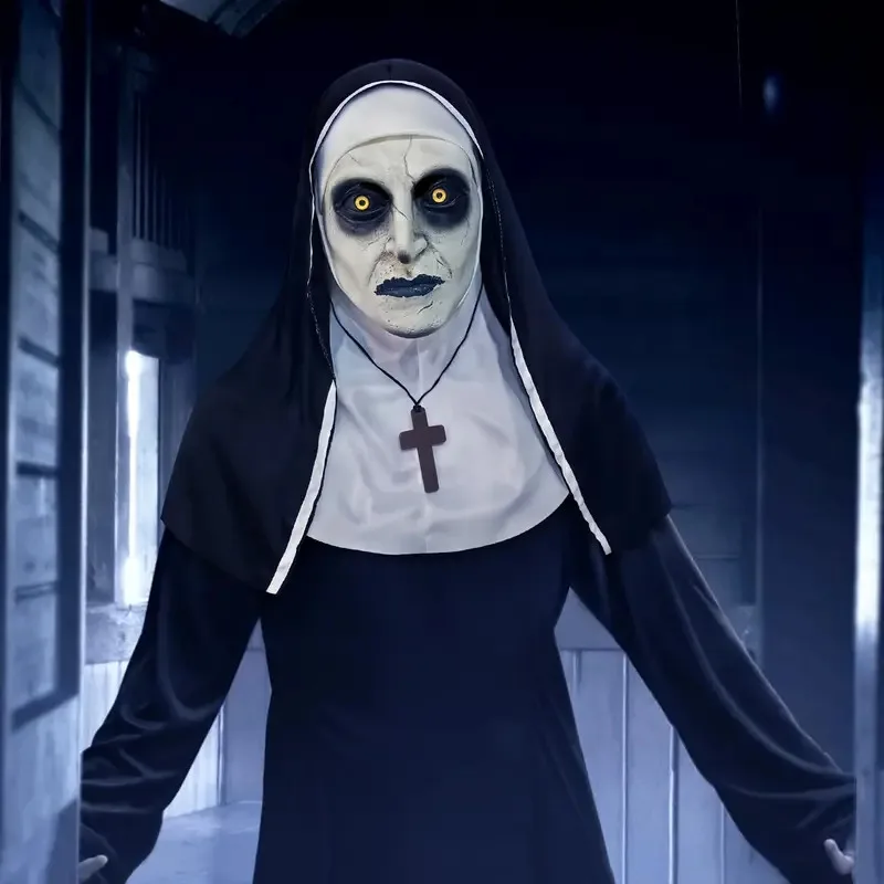 2024، قناع اللاتكس المخيف لراهبة الهالوين المخيف للنساء البالغات لدعائم أزياء تنكرية ob;8