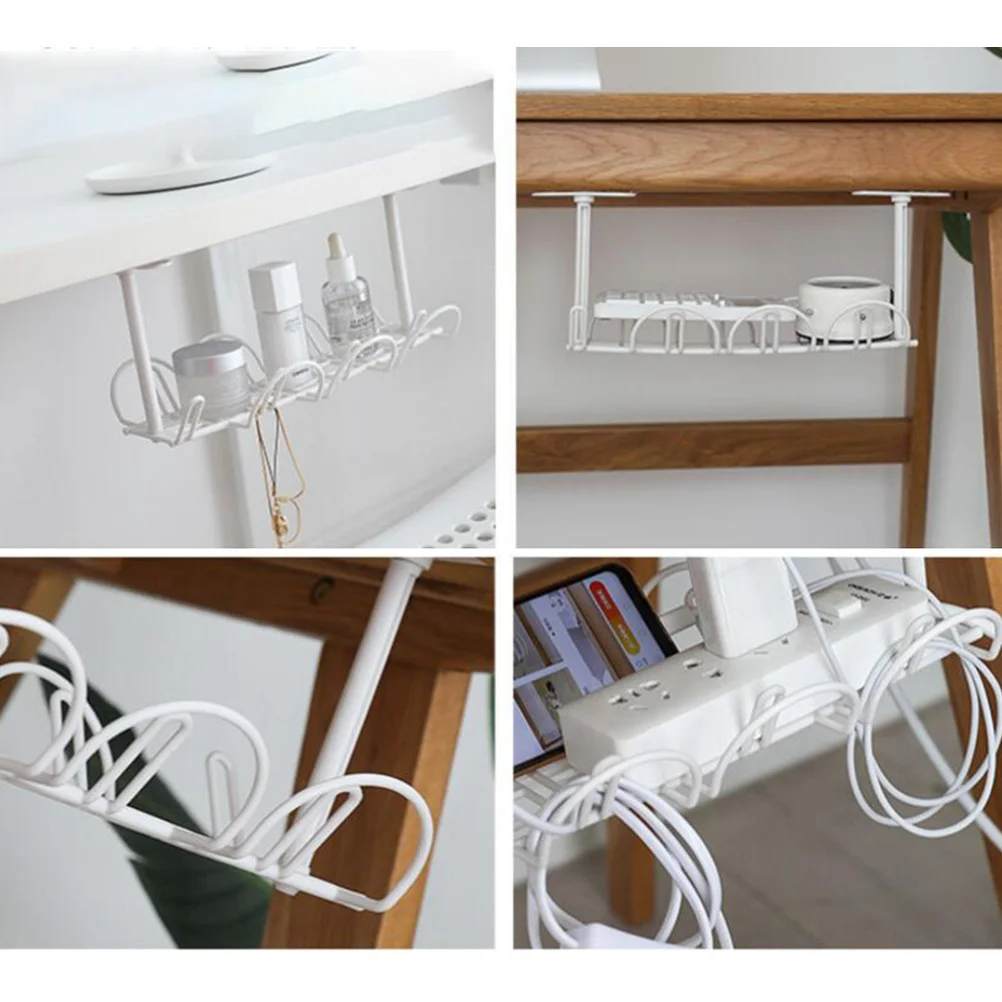 

2pcs Storage Rack Hanging Basket Desk Organizer Office Supplies Holder Wall Mounted Shelf With Traceless White 1