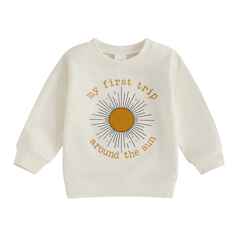 Baby Fall Sweatshirts Cute Fashion Letter Sun Pattern Long Sleeve Crew Neck Infant Tops