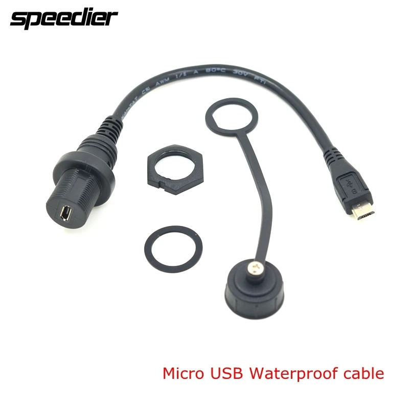 OD3.5MM Micro USB 2.0 IP67 Waterproof Cable,Micro-USB 5pin IP 67 Male to Female Panel Mount Water Proof Connector Extension cord