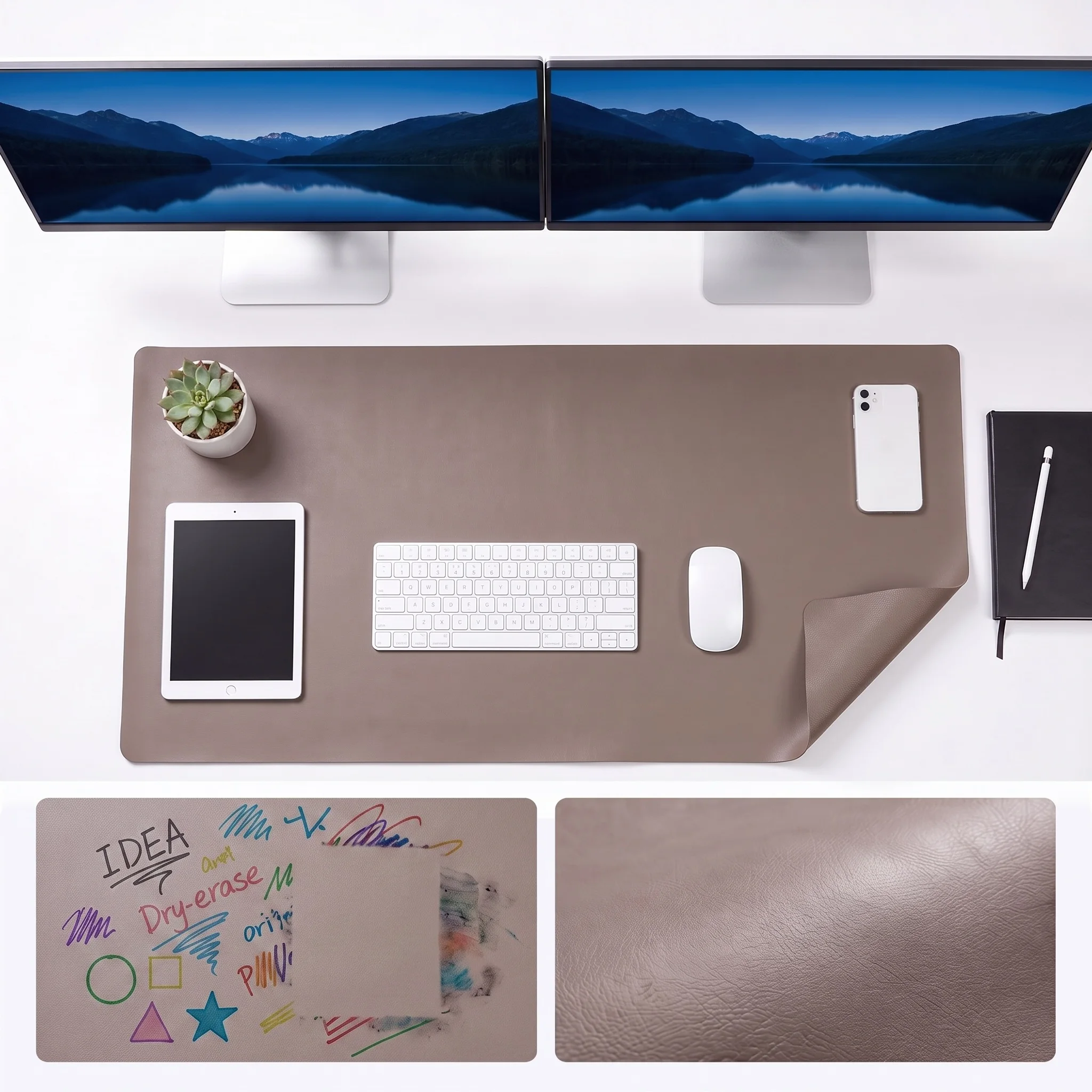 4-Pack Desk Protector Mat, 31.5×15.7 Inch Cuttable Desk Pad, Waterproof Writing Mat with Non-Slip Backing for Office, School & Home
