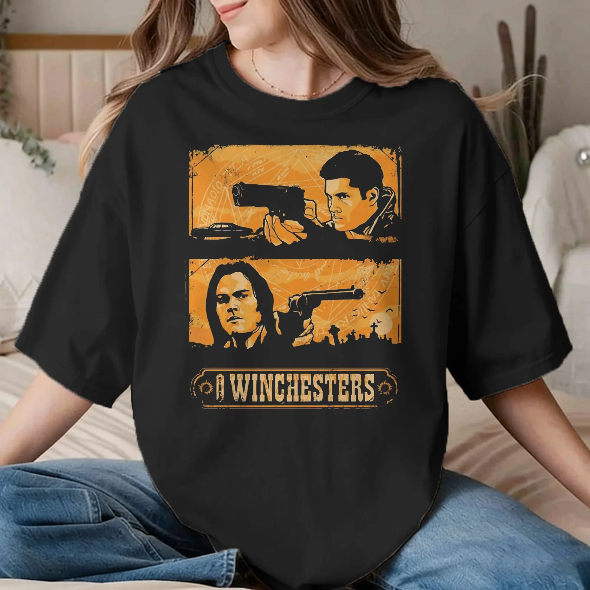Camisetas The Winchesters para homens e mulheres, camiseta de algodão incrível, gola redonda, manga curta, roupas plus size