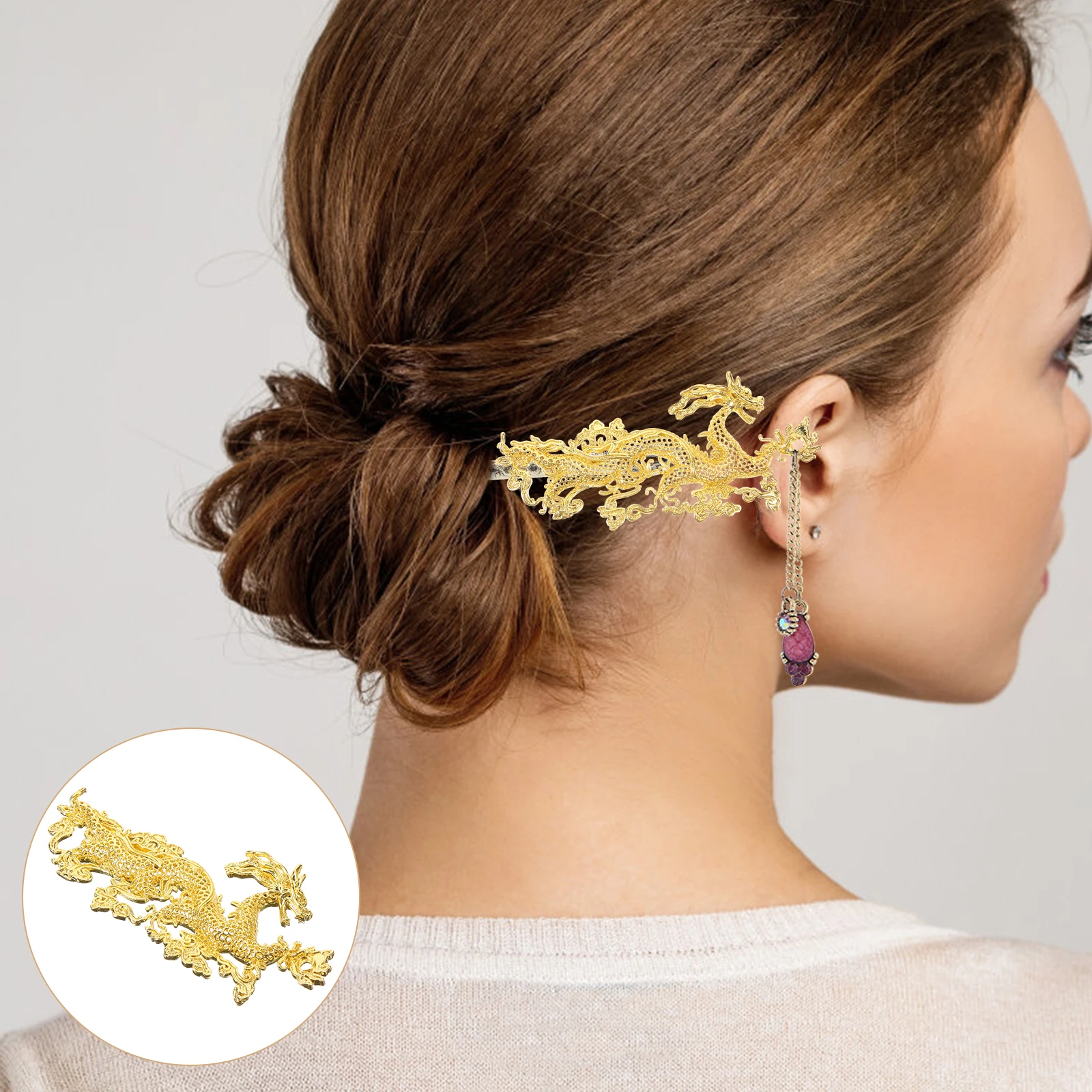 

2Pcs Hairpin Material Dragons Metal Charms DIY Jewelry Supplies Hair Decor Accessories Dragon Design