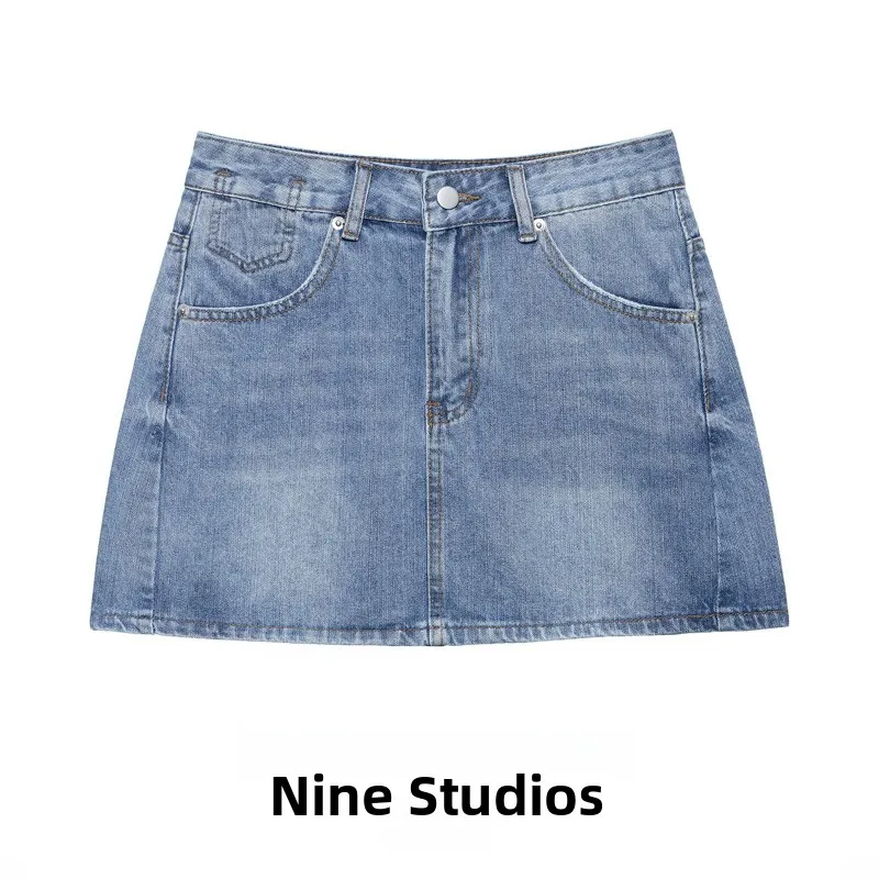 

High Waist Denim Skirt Versatile Retro Loose Fit ort Skirt for Women Faionable Casual Skirts in Ladies Wardrobe