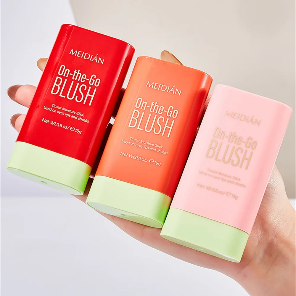 Multi-function Blush Stick Natural Cheek Face Rouge Blusher Cream Lasting High Color Rendering Brightening Skin Tone Waterproof