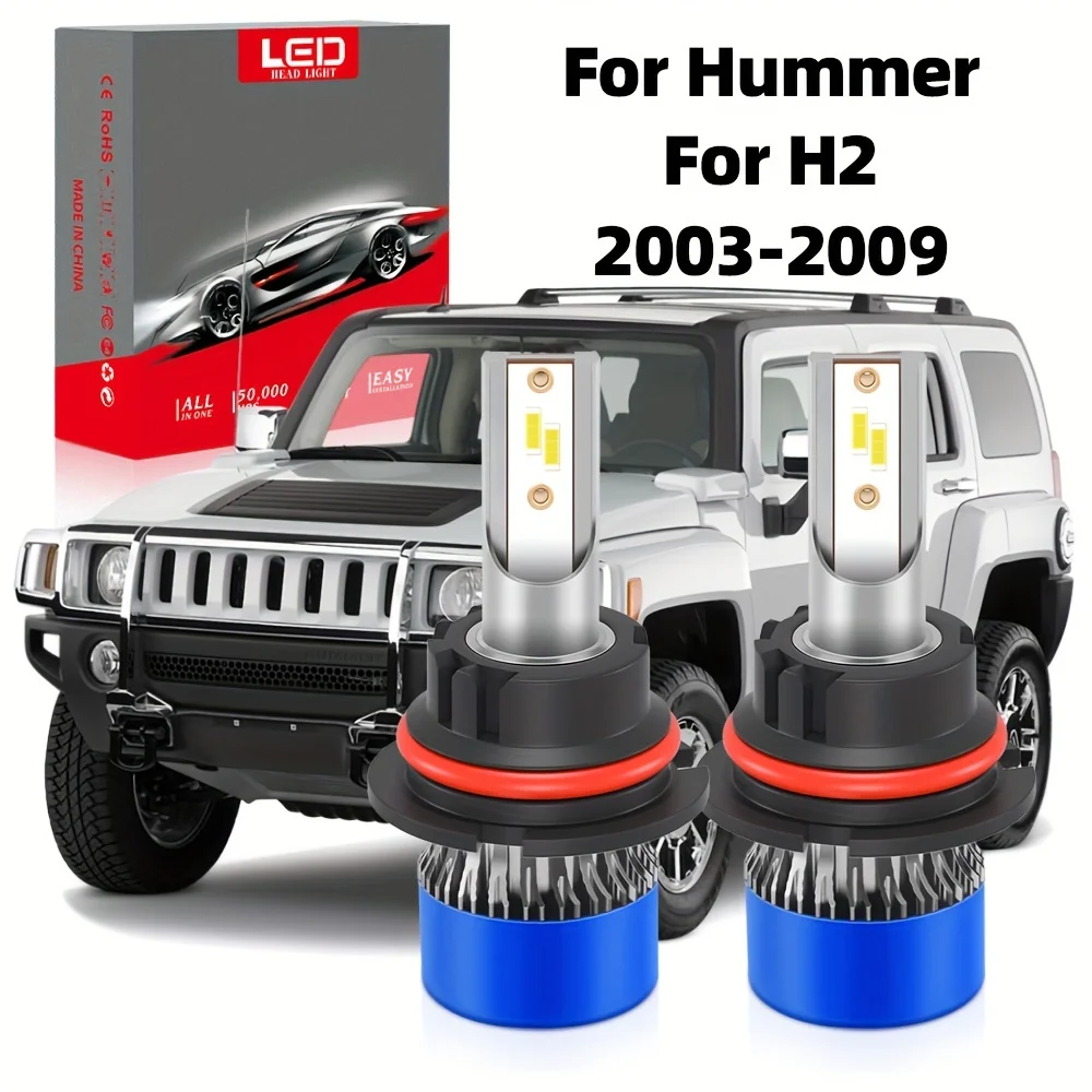 Fit For Hummer H2 (2003-2009), 6500K White High Low Beam All In One LED Headlight CSP Chip, No Installation Trouble Small Size