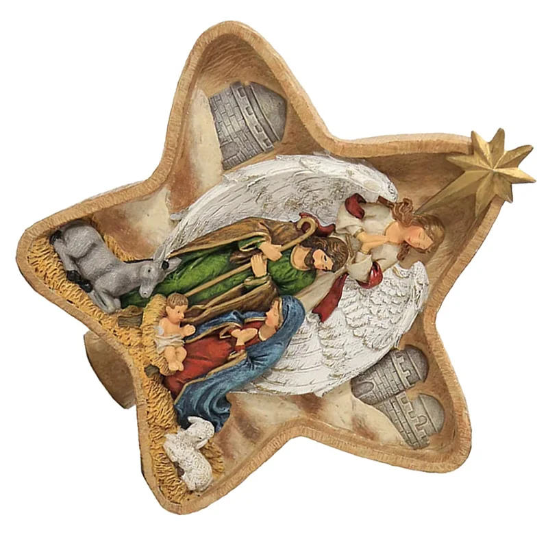 PORK-European Holiday Decoration Home Table Decoration Five-Pointed Star Manger Birth Window Decoration