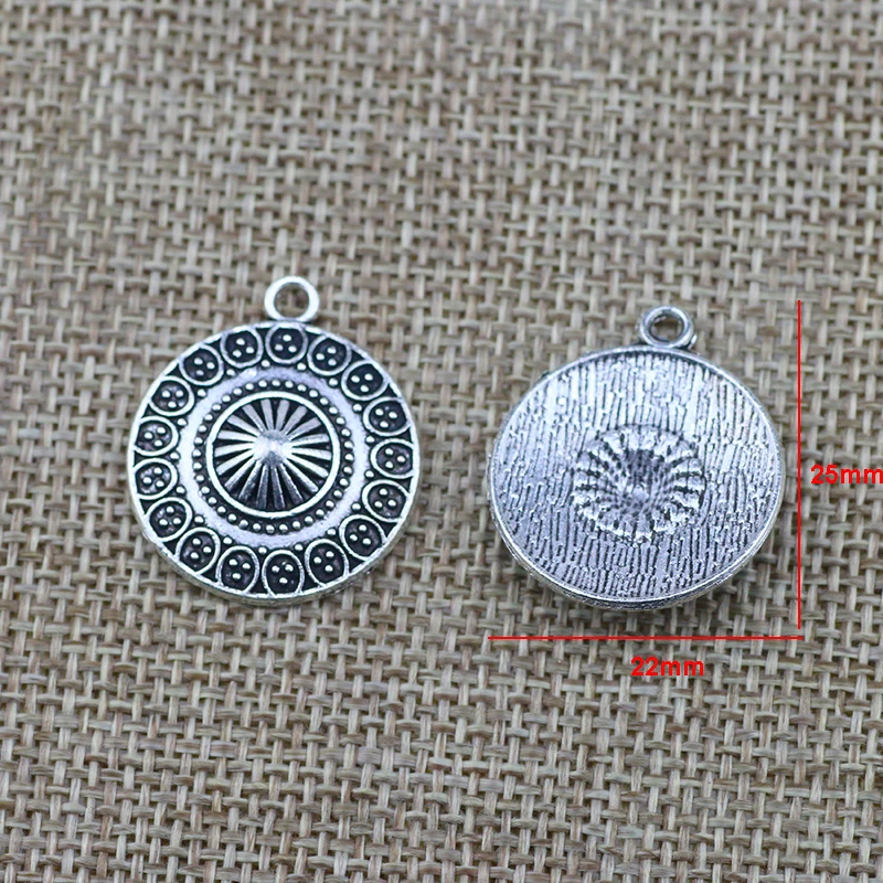 10Pieces 22*25mm Mixed Alloy Antique Silver Color Wicca Charms Vintage Bracelet Pendant Accessory For DIY Jewelry Making