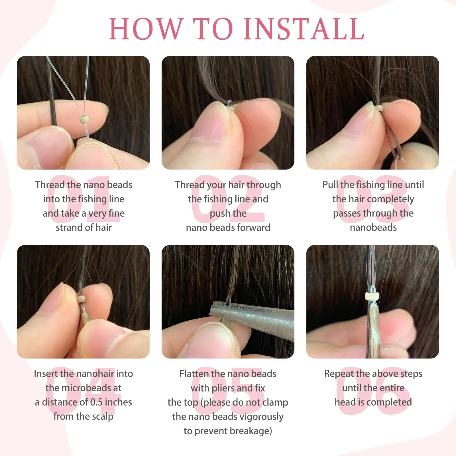 DIYOMO Extension per Capelli Lisci Brasiliani Veri Remy con Anello Nano, Microlink, Capsula e Cheratina per Parrucchieri