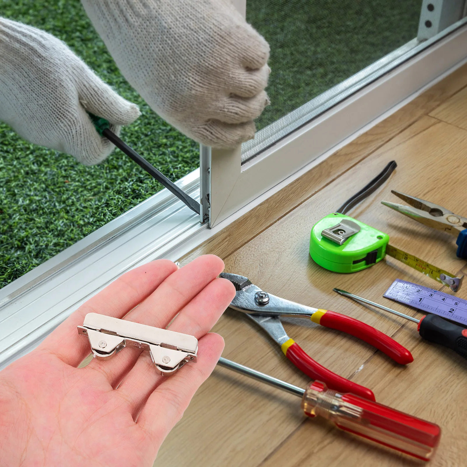 

4pcs Glass Sliding Door Rollers Replacement Kit For Patio Wardrobe Shower Doors Sliding Cabinet Hardware Metal Ball Bearing