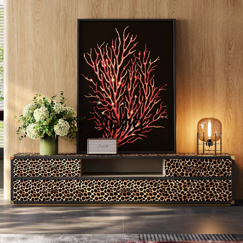 

LTT light luxury TV cabinet living room fashionable and modern Italian high-end milk cowhide coffee table floor cabinet