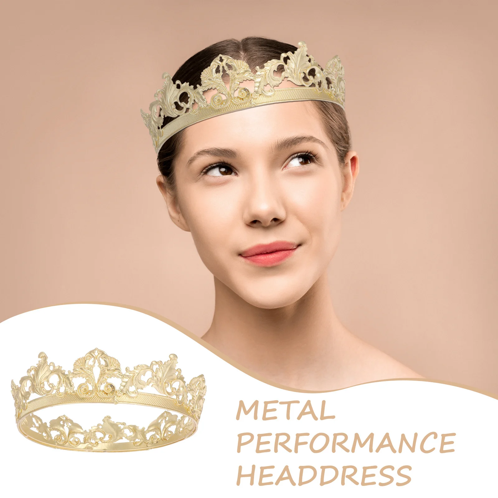 

1pc Metal Crown Unisex Headwear For Wedding Party Cosplay Halloween Prom Birthday Christmas Carnival Crown Accessory