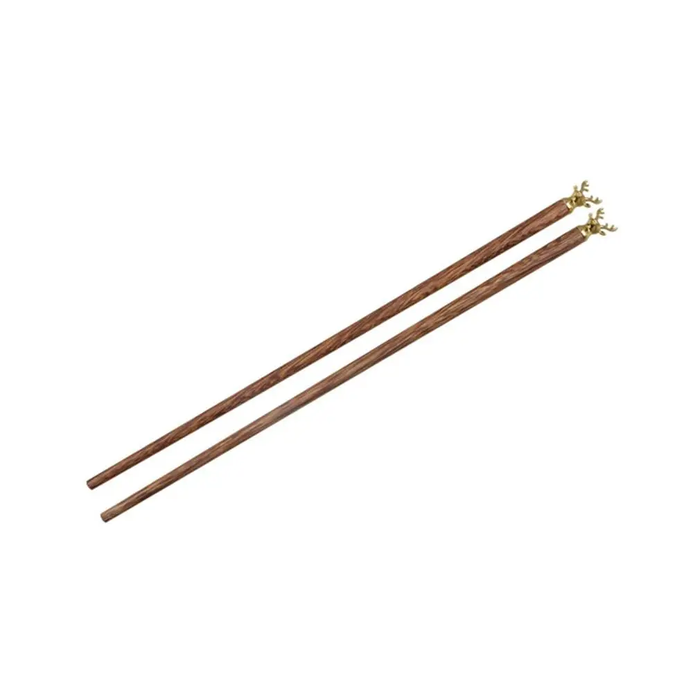 1 pair Reusable Deer Head Wood Chopsticks Non-slip Heat Safe Sushi Chopsticks Not Easily Deformed Wenge Japanese Chopsticks