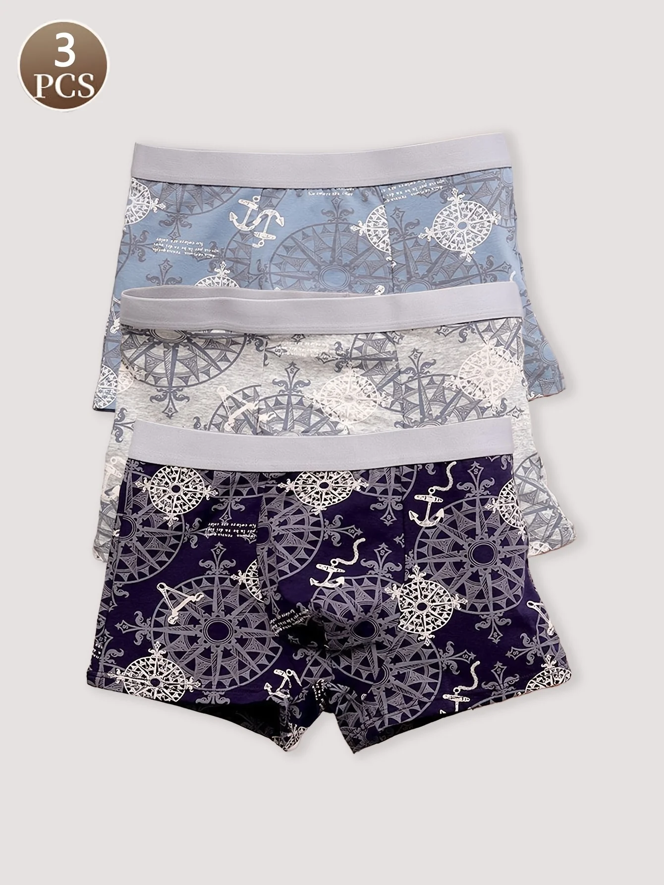 

3PSC Модные простые мужские трусы с хлопковым принтом. Свободное и удобное нижнее белье для мужчин. Мужские дышащие и мягкие трусы.