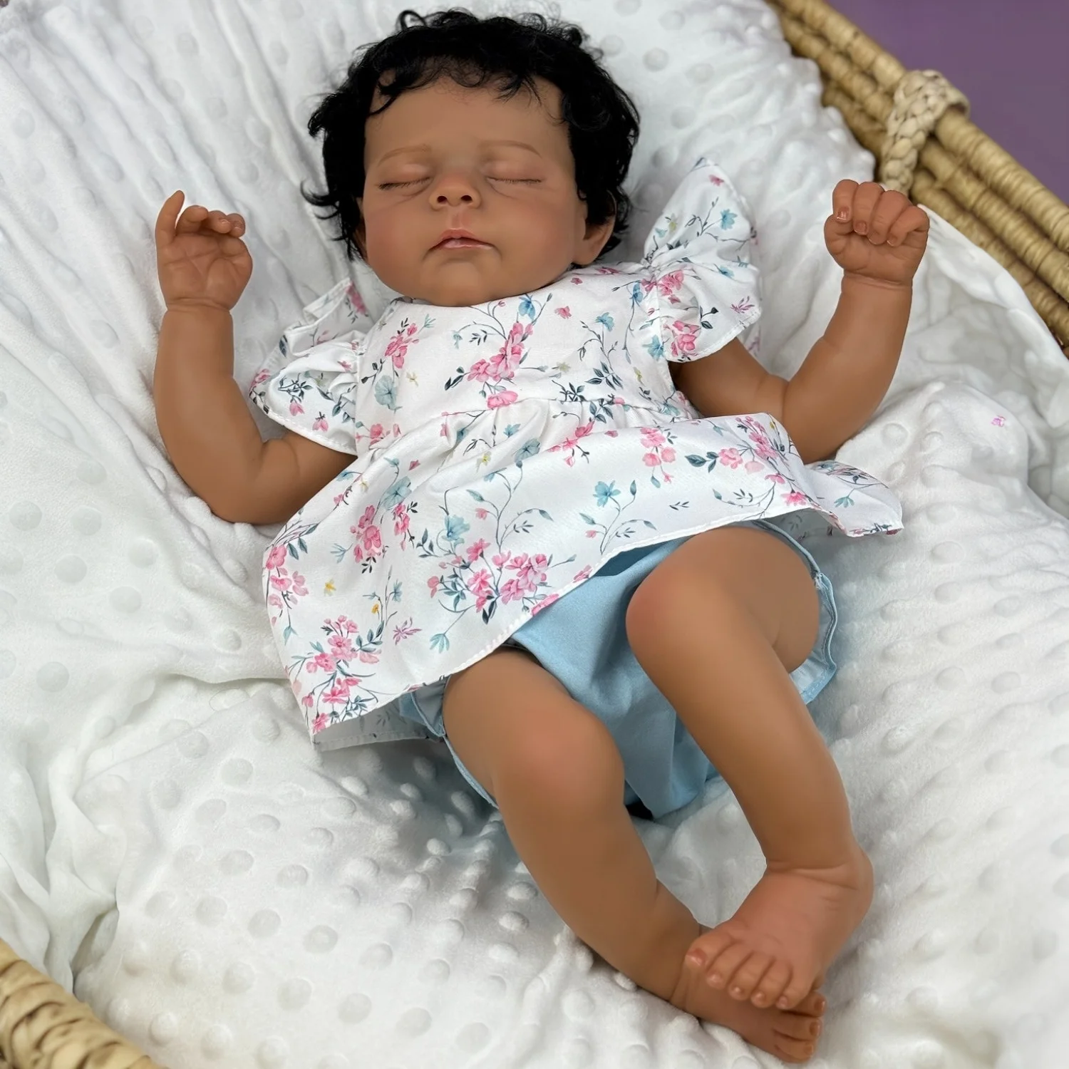 

50 см Asleep Reborn, черная, коричневая кожа, детская художественная кукла, игрушка для девочек, реалистичные виниловые конечности, тканевая кукла, прекрасный подарок на день рождения