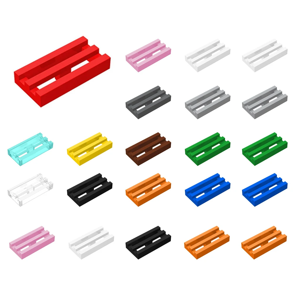 100pcs 2412 Tile Special 1 x 2 Grille Buildings Blocks Compatible High-Tech Assembles Particles Housing Drive DIY Christmas Gift