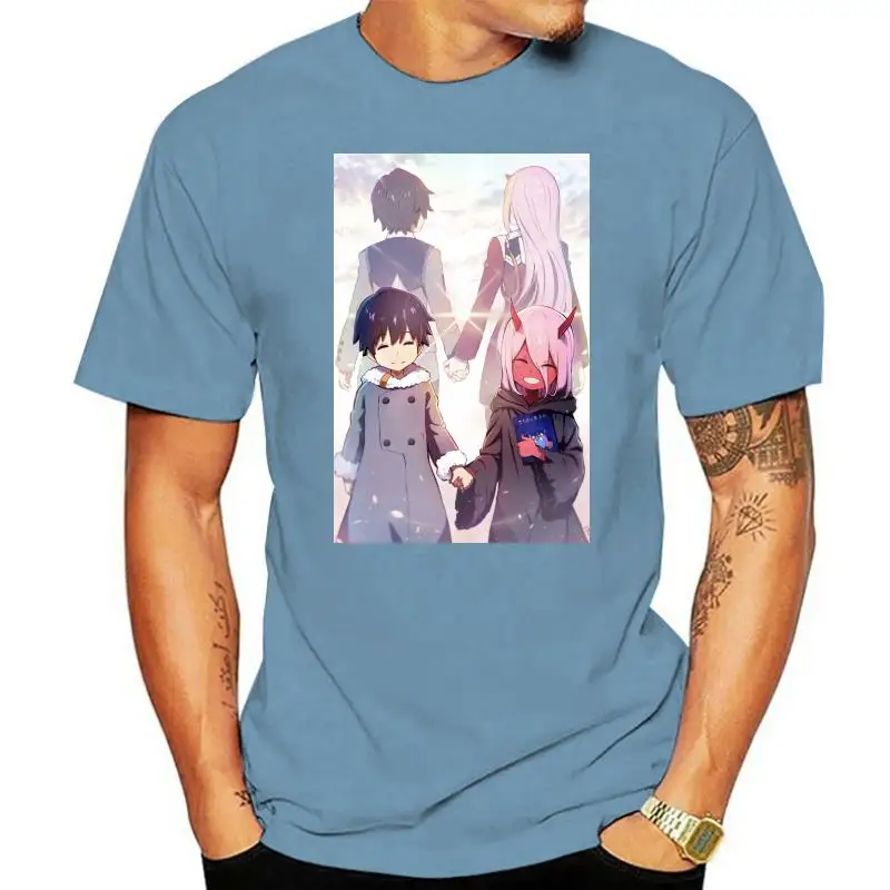 Футболка Darling In The Franxx Zero Two Hiro, футболка с аниме для мужчин, мужские хлопковые футболки с короткими рукавами, уличная одежда