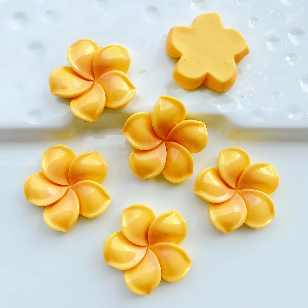 100pcs 19MM/28MM Resin Frangipani/Plumeria (without pearl) Flat Back Cabochon DIY Scrapbook Phone Decor Crafts Embellishment