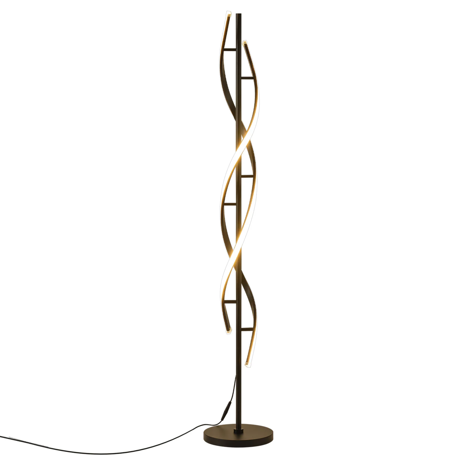 Spiralförmige Stehlampen für das Wohnzimmer, moderne LED-Stehlampe mit drei Farbtemperaturen, dimmbare Stehlampe mit Timerfunktion für den Lesebereich, geeignet für Schlafzimmer und Büro.