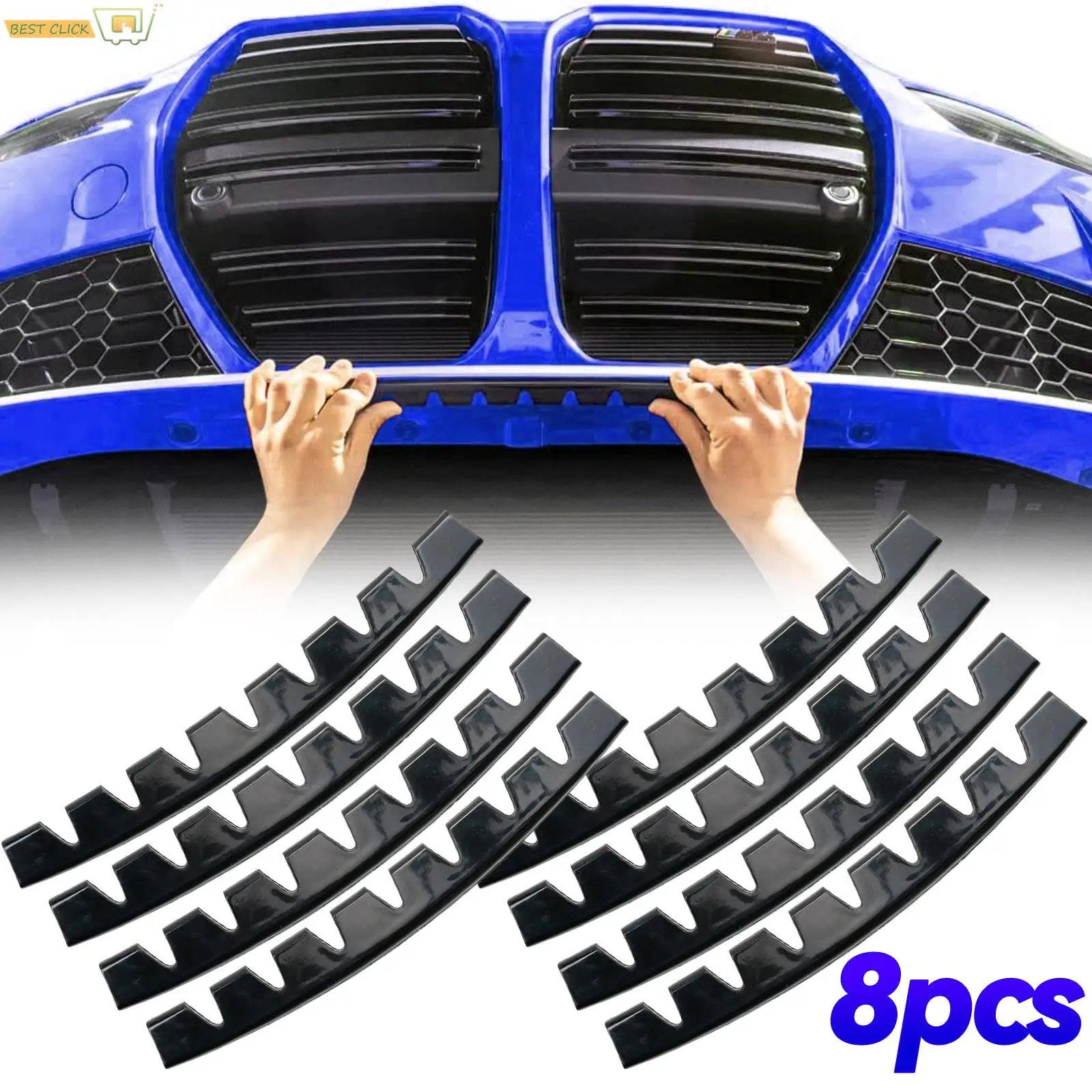 8PCS SPORT Universal Car Front Bumper Guard Chassis Anti-Scratch Anti-Skid Kit Scrape Protector Skid Plate DIY with Pre-Attach