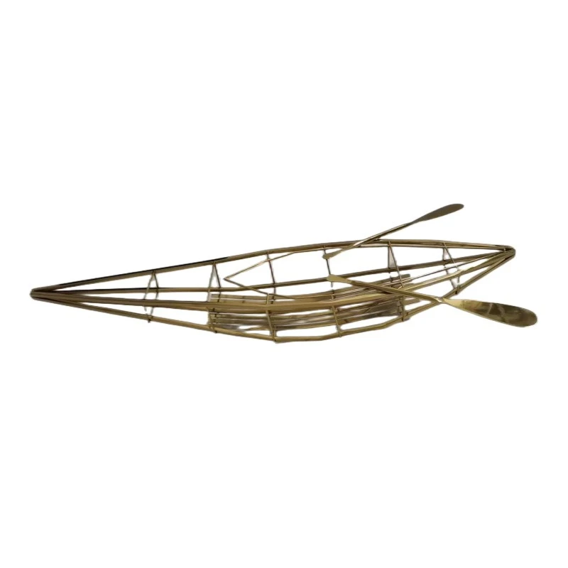 Large stainless steel hollow ship sculpture office desktop ornament