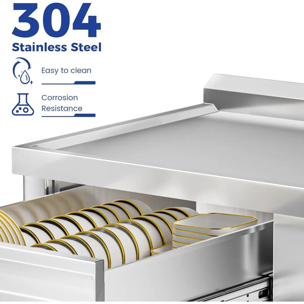 حوض المرافق عالي الجودة من الفولاذ المقاوم للصدأ، وعاء واحد قائم بذاته، حوض المطبخ التجاري مع منضدة ورف تخزين،