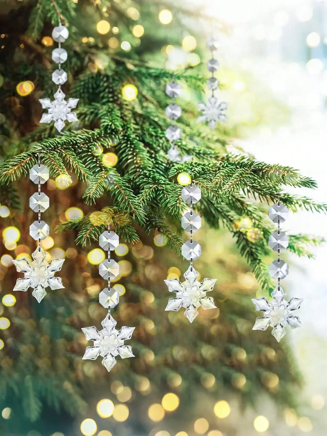 30pcs Crystal Acrylic Snowflake Christmas Tree Ornaments