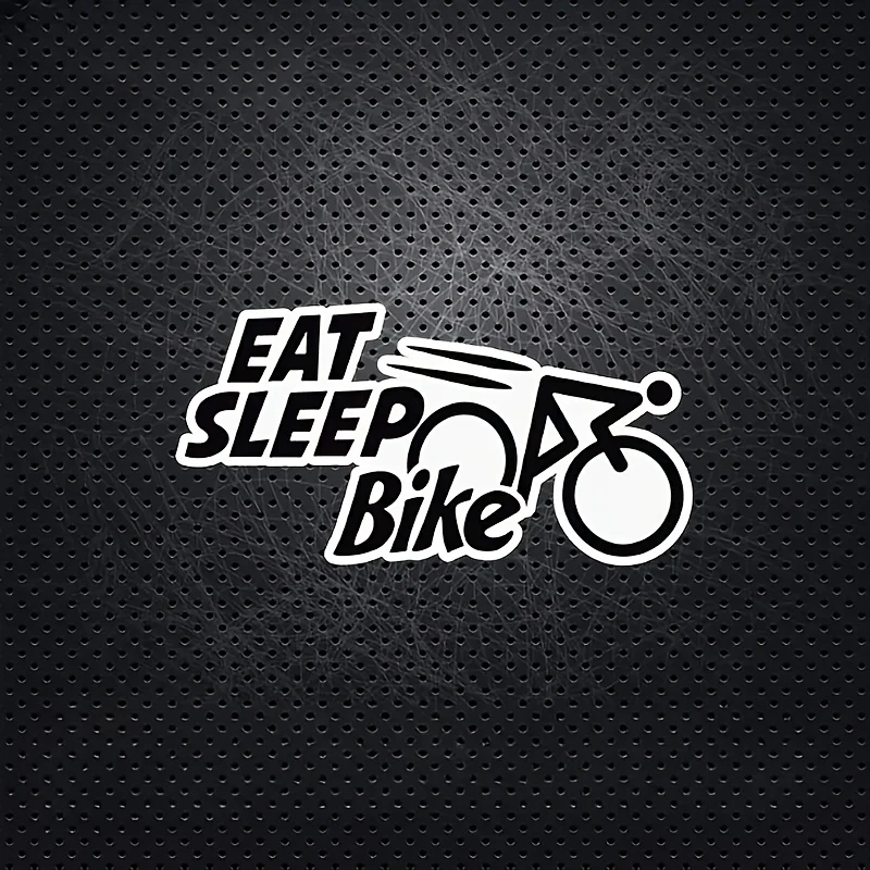 สติกเกอร์ชุด 1 ชิ้น ลาย “กิน นอน ปั่นจักรยาน/ขี่มอเตอร์ไซค์” สำหรับตกแต่งรถมอเตอร์ไซค์และรถยนต์ สไตล์นักขี่มอเตอร์ไซค์ - อุปกรณ์ตกแต่งลายสติกเกอร์