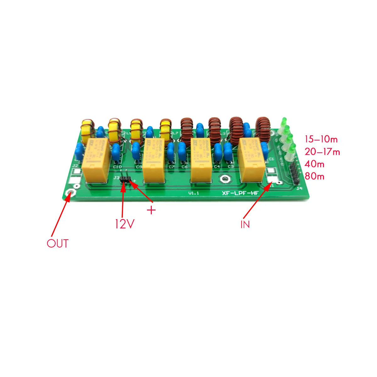 XF-LPF-HF Filter Kit 12V 100W Short Wave Low Pass Filter Lpf Unit 3.5Mhz-30Mhz Assembled