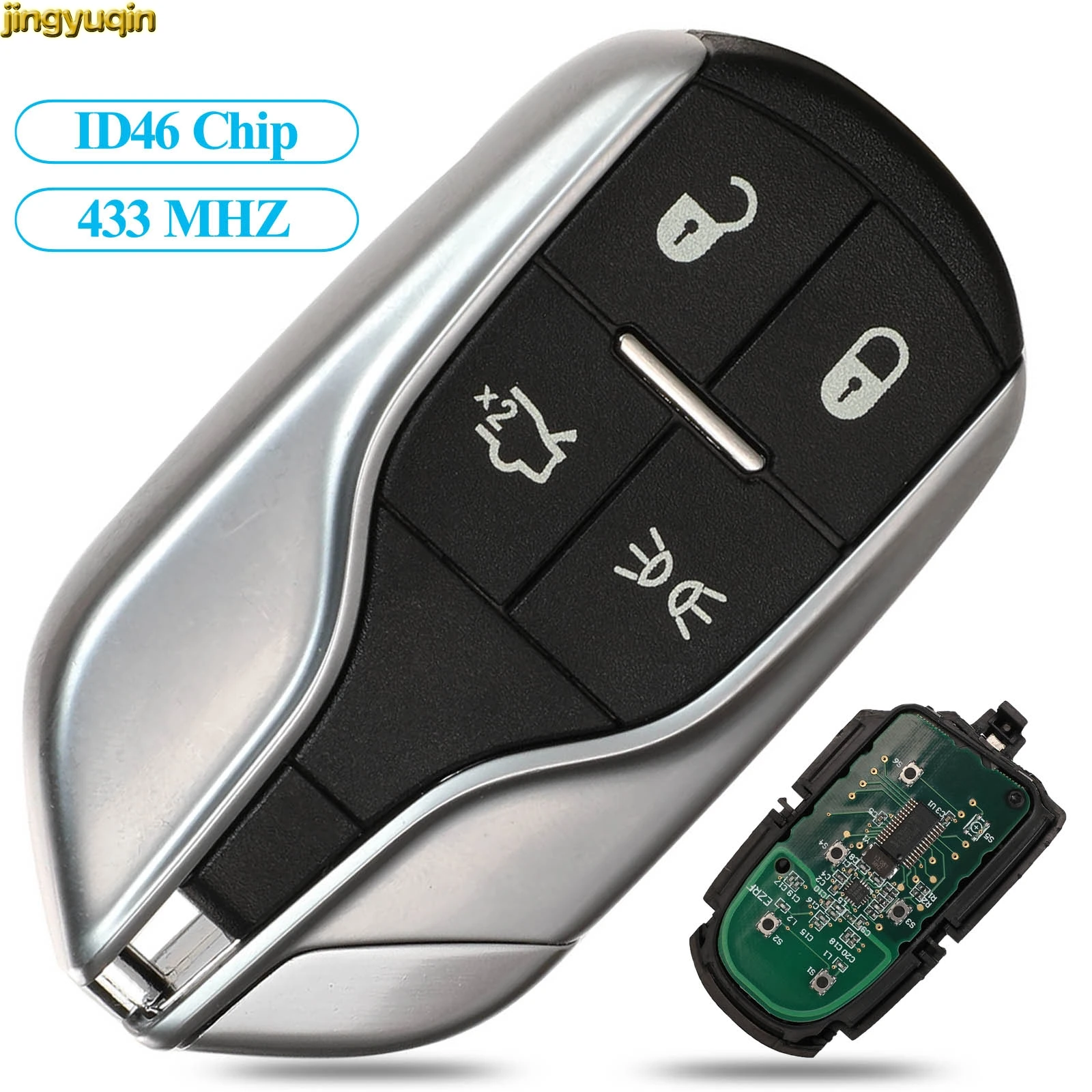 

Jingyuqin Smart Remote Car Key 433MHz ID46 Chip For Maserati Quattroporte Ghibli Levante 2012-2015 M3N-7393490/40821302