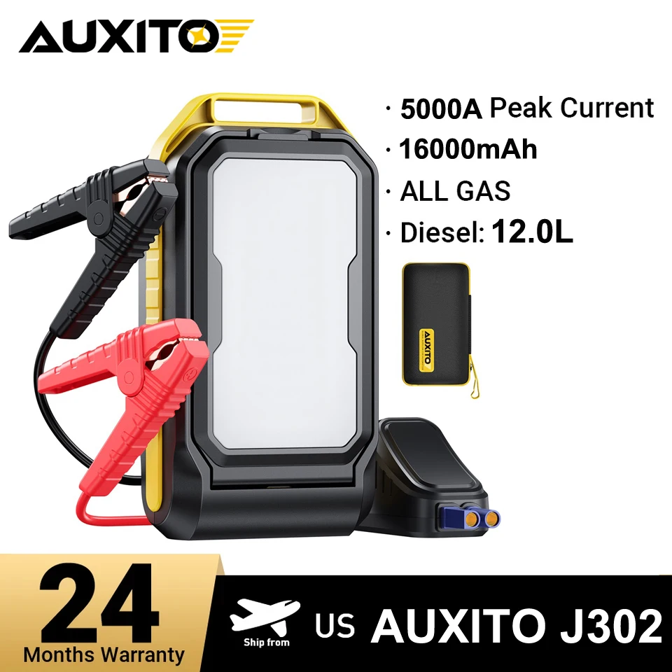 

AUXITO J302 Car Jump Starter Power Bank 7000A Car Battery Charger 12V Auto Emergency Booster Starting with 4000LM Camping Light