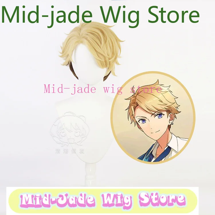 Peluca de Cosplay de Arashi Narukami de Ensemble Stars, Cabello Rubio Degradado Ombre, Corte Bob Corto, Simulación de Cuero Cabelludo, Pelucas de Anime Enstars Knights